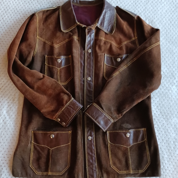 1970's Spanish suede leather car coat jacket in beautiful deep rich brown - Picture 6 of 11